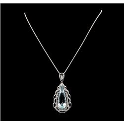 Platinum 17.80ct Aquamarine and Diamond Pendant with Chain