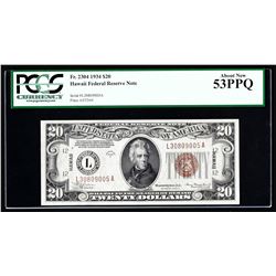 1934 $20 Federal Reserve Note WWII Emergency Hawaii Note PCGS AU53PPQ