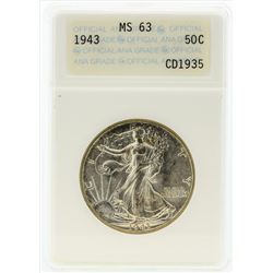 1943 Walking Liberty Silver Coin PCGS MS63