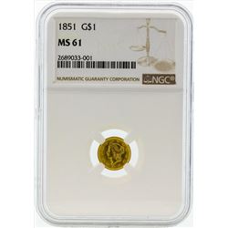1851 $1 Liberty Head Gold Coin NGC MS61