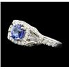Image 2 : 14KT White Gold 1.19ct Tanzanite and Diamond Ring