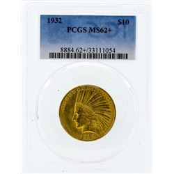 1932 $10 Indian Head Eagle Gold Coin PCGS MS62+