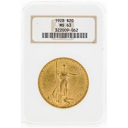 1928 $20 St. Gaudens Double Eagle Gold Coin NGC MS63