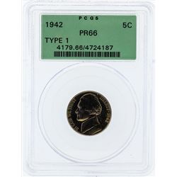 1942 Type 1 Jefferson Proof Nickel PCGS PR66