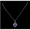Image 1 : Platinum 5.40ct Sapphire and Diamond Pendant with Chain