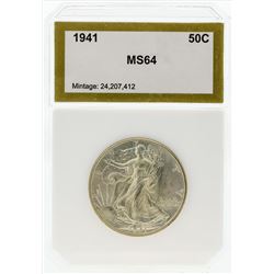 1941 Walking Liberty Silver Coin PCI MS64