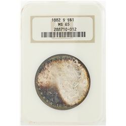 1882-S $1 Morgan Silver Dollar Coin w/ Nice Toning NGC MS65
