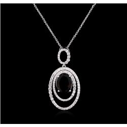 14KT White Gold 3.77ctw Tourmaline and Diamond Pendant With Chain