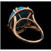 Image 3 : 14KT Rose Gold 9.91ct Turquoise and Diamond Ring