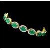 Image 2 : SILVER 12.22ctw Emerald and Diamond Bracelet