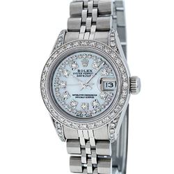 Rolex Ladies Stainless Steel 1.25ctw Diamond Datejust Wristwatch