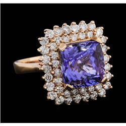14KT Rose Gold 7.37ct Tanzanite and Diamond Ring