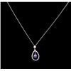 Image 2 : 14KT White Gold 1.53ct Tanzanite and Diamond Pendant With Chain