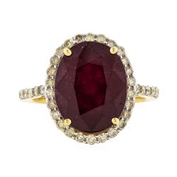 14KT Yellow Gold 9.74ct Ruby and Diamond Ring