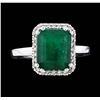 Image 2 : 14KT White Gold 3.65ct Emerald and Diamond Ring