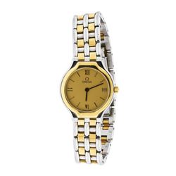 Ladies Omega Deville Quartz Stainless Steel & 18K Gold Wristwatch
