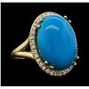 Image 1 : 14KT Yellow Gold 9.03ct Turquoise and Diamond Ring