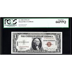 1935A $1 Silver Certificate WWII Emergency Hawaii Note PCGS Gem New 66PPQ