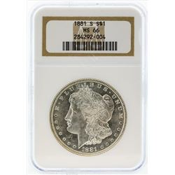 1881-S $1 Morgan Silver Dollar Coin NGC MS66