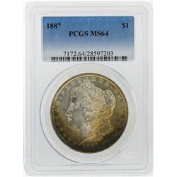 1887 $1 Morgan Silver Dollar PCGS Graded MS64