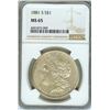 Image 1 : 1881-S MORGAN SILVER DOLLAR  NGC  MS65