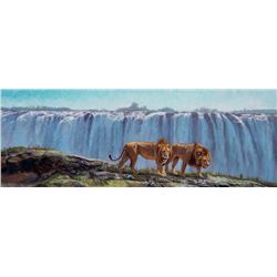 "On the Edge of the Mighty Victoria Falls" - Original Artwork by John Banovich