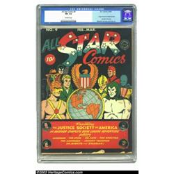 All Star Comics #9 (DC, 1942) CGC FN- 5.5 Off-white pages