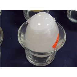 POLISHED STONE CARVED EGG - WHITE WITH CLEAR STRIPES