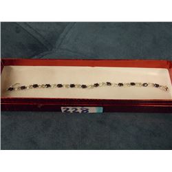 BRACELET - 6.05 CT SAPPHIRE & DIAMOND IN STERLING SILVER INFINITY LINK DESIGN - INCLUDES CERTIFICATE