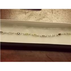 BRACELET - MULTI-GEMSTNE & DIAMOND IN STERLING SILVER WITH SCALLOP BOX DESIGNED LINKS  - INCLUDES CE