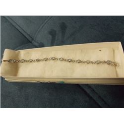 BRACELET - 3.6TCW MARGUISE FACETED BLUE TOPAZ & DIAOMND IN STERLING SILVER SETTING - INCLUDES CERTIF