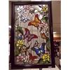 Image 1 : LEADED STAINED GLASS PANEL - PARROTS - 20 X 34"