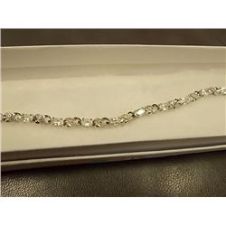 BRACELET - NEW WHITE TOPAZ & DIAMOND IN STERLING SILVER SETTING - BOX CLASP - RETAIL ESTIMATE $400