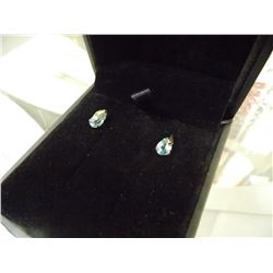 EARRINGS - BLUE TOPAZ IN 10K YELLOW GOLD SETTING - POST BACK - RETAIL ESTIMATE $350