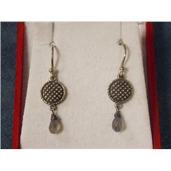 EARRINGS- DANGLE TEAR DROP CRYSTAL LIKE IN NON FEROUS