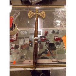 CRIFFON MEDIEVAL BRASS & WOOD PRESENTATION AXE - 20" TALL