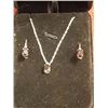 Image 1 : NEW EARRINGS & NECKLACE SET - 3CT OVAL FACETED GARNET & DIAMONDS IN STERLING SILVER SETTING - INCLUD