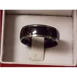 RING - NEW SILVER & BLACK TONE TITANIUM BAND - COMFORT FIT - INCLUDES CERTIFICATE $225 - W-39