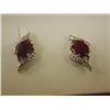 Image 1 : EARRINGS - NEW 1.5 TCW OVAL FACET RUBIES & DIAMONDS IN STERLING SILVER SETTING - POST & BUTTERFLY  -