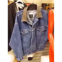 JACKET - DENIM - I/D - NEW - WITH LEATHER COLLAR