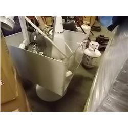 COMMERCIAL METAL STORE DISPLAY BIN ON PEDESTAL - GREY - CAN BE 1 OR 2 COMPARTMENT