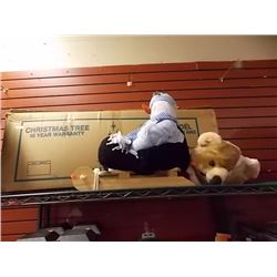 SNOW MAN ON STAND, CHRISTAMS TREE, TEDDY AND MORE