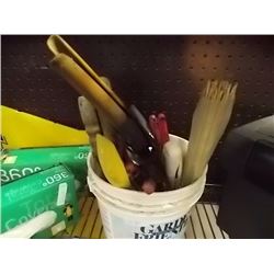 BUCKET OF TOOLS, CLIPPERS & MORE