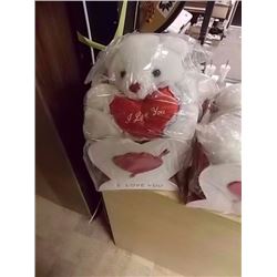 NEW TEDDY BEAR IN HEART BOX 9 X 9" ) - I LOVE YOU - MED. WITH 1 TEDDY