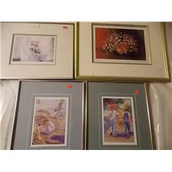 LOT OF FRAMED SIGNED PRINTS- 4 TTL