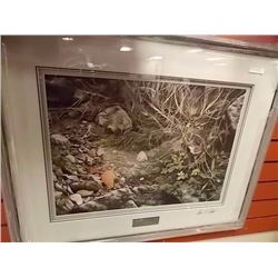 FRAMED LIMITED EDITION PRINT - TERRITORIAL DISPUTE - WRENS - ALAN HUNT - ESTIMATED GALLERY PRICE $42