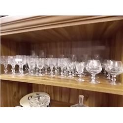 SHELF LOT OF CRYSTAL GLASSES - ~42PC