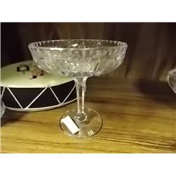 PIN WHEEL CRYSTAL CANDY DISH WITH PEDESTAL