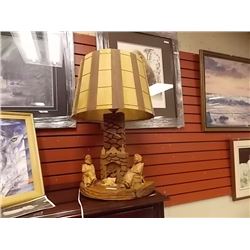 HAND MADE CEDAR LAMP WITH CEDAR LAMP SHADE