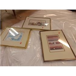 PICTURE- "TUNDRA DUSK" SIGNED BY ARTIST RICK BEAVER 14.5"x11.5" & 2 OTHER = 3 TTL